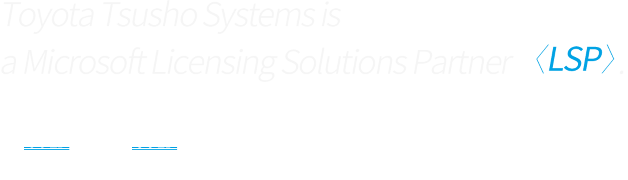 Toyota Tsusho Systems is a Microsoft Licensing Solutions Partner 〈LSP〉.